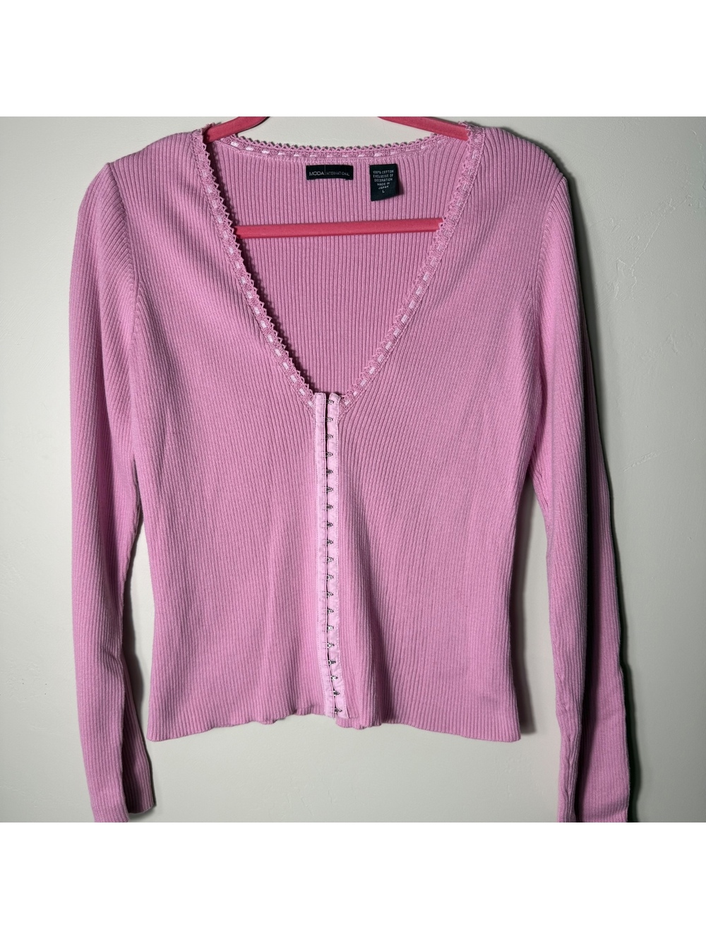 Vintage Y2K Moda International Pink Cardigan | large